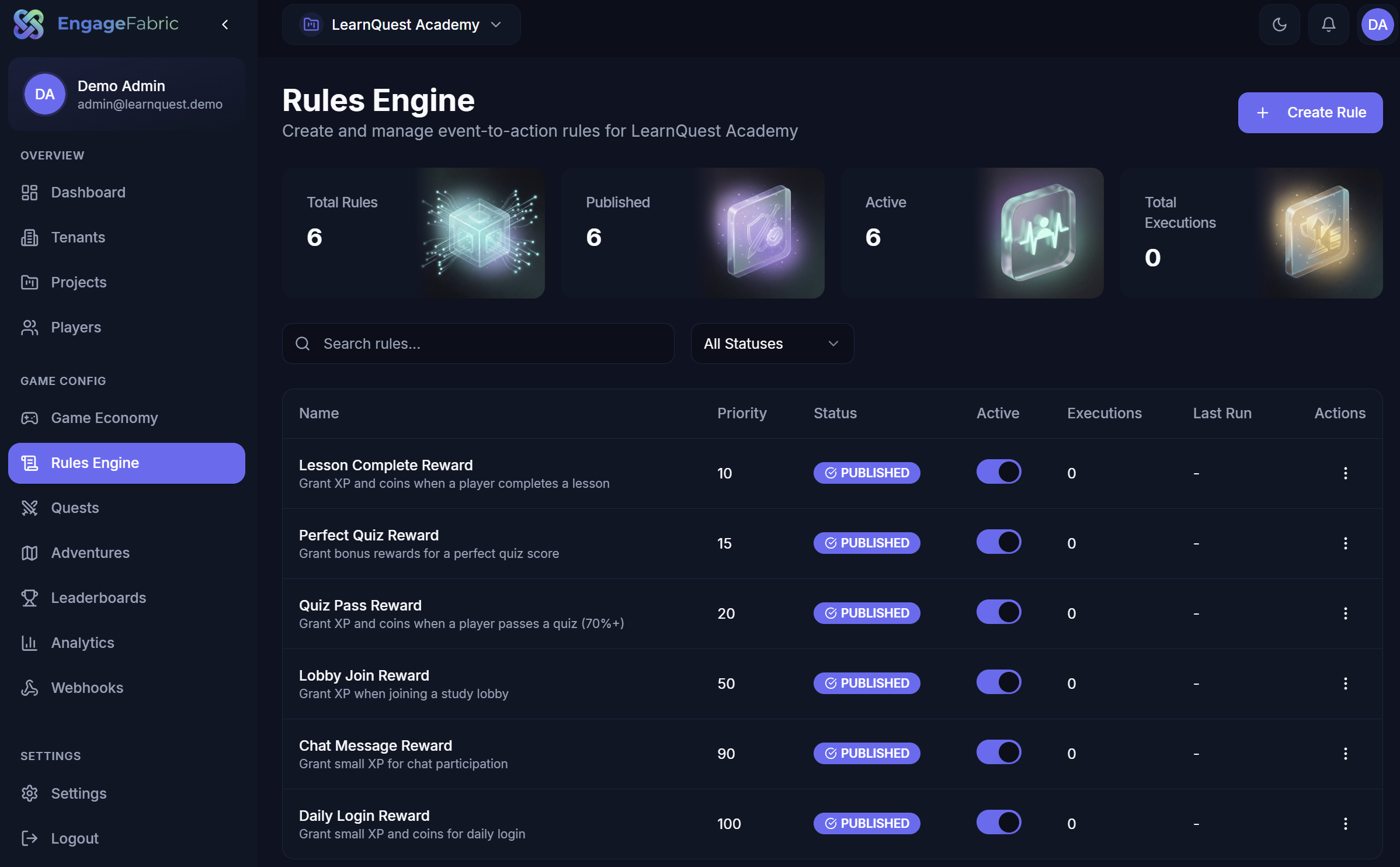 EngageFabric Admin Console
