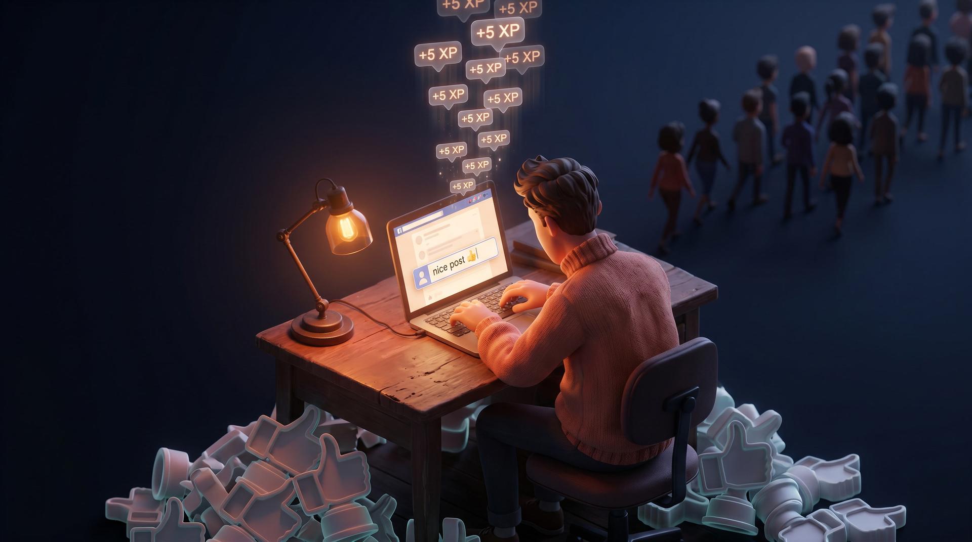 The "nice post" XP farmer — commenting on everything for points while quality collapses around them